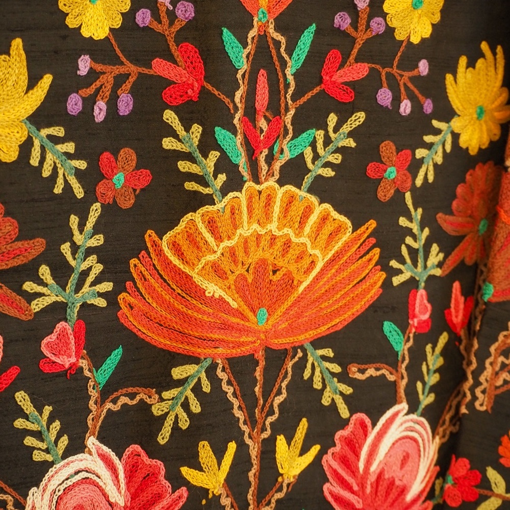 TravelSmith Silk Floral Embroidered Duster Jacket Women’s Size M boho folk rich - Picture 9 of 9